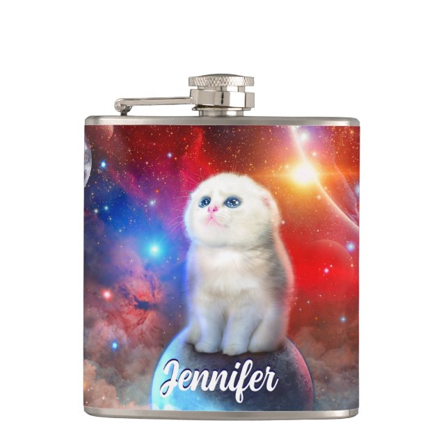 Crying cat in space                                flask (Front)