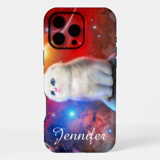 Crying cat in space                                iphone case (Back)