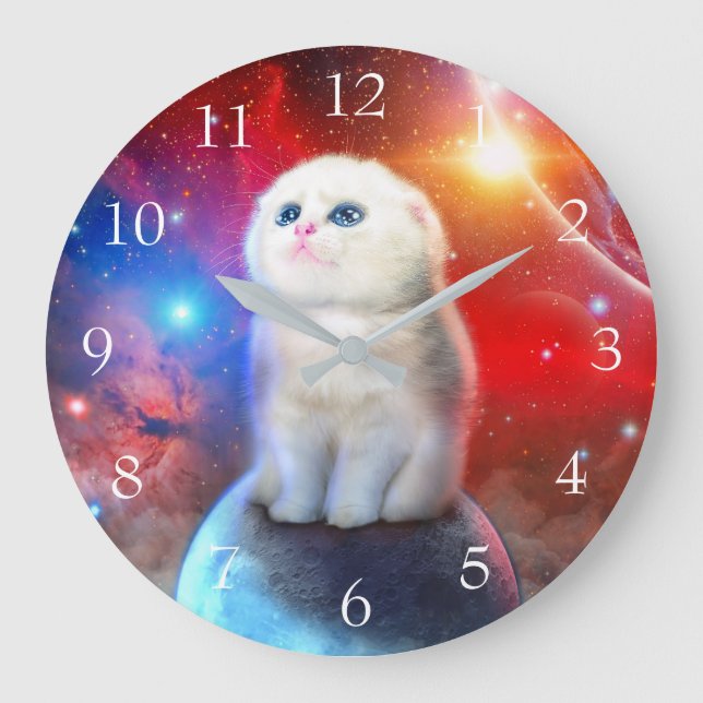 Crying cat in space                                large clock (Front)