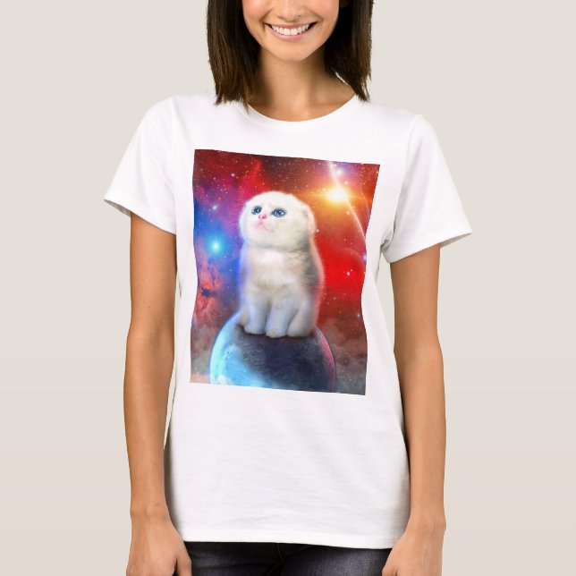 Crying cat in space                                T-Shirt (Front)