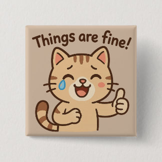 Crying Cat Sticker – “Things are fine!” Funny Cart Button