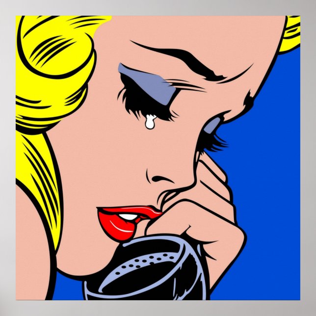 Crying Comic Girl  girl crying on the phone  Pop A Poster (Front)