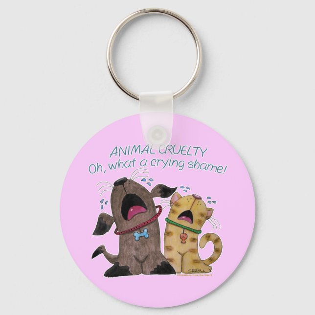 Crying Dog and Cat –What a Crying Shame Keychain (Front)