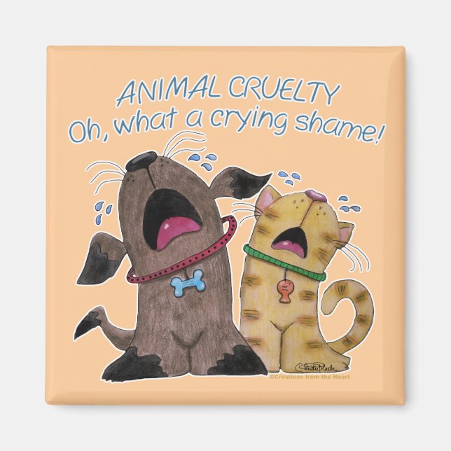 Crying Dog and Cat –What a Crying Shame Magnet (Front)