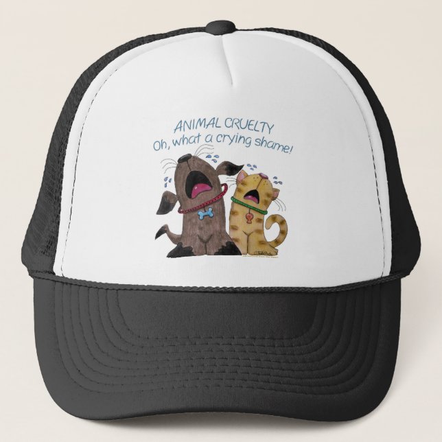 Crying Dog and Cat –What a Crying Shame Trucker Hat (Front)