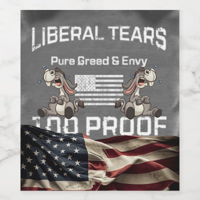 Crying Donkey Liberal Tears Wine Bottle Labels (Single Label)
