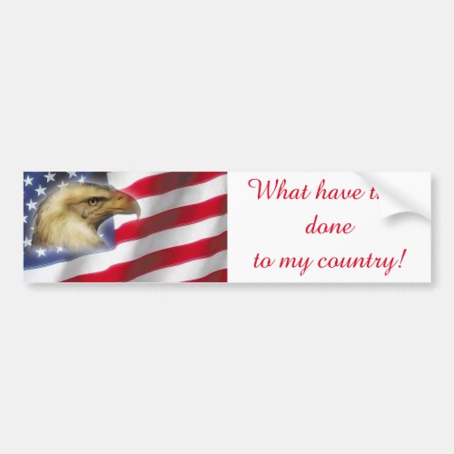 Crying Eagle  American Flag red white blue Bumper Sticker