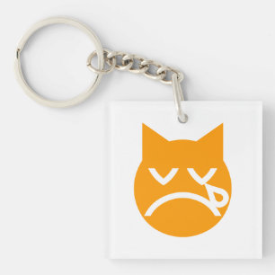 Crying Emoji Cat Keychain