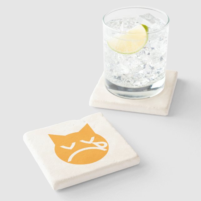 Crying Emoji Cat Stone Coaster (Side)
