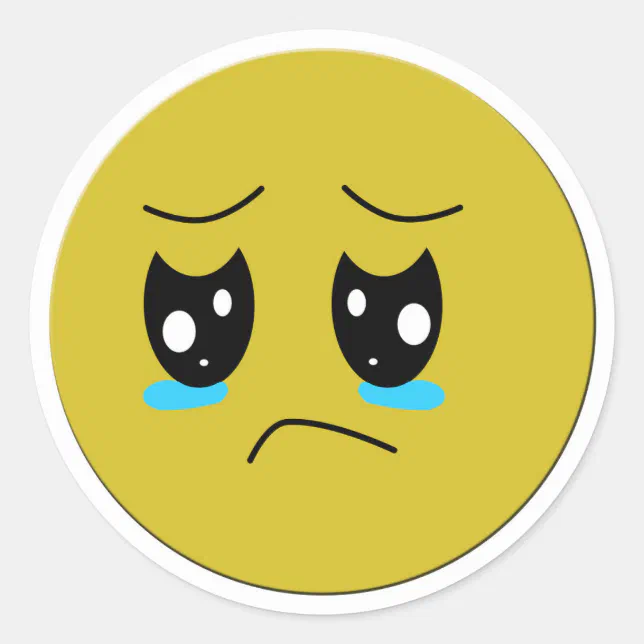 crying emoticon classic round sticker | Zazzle