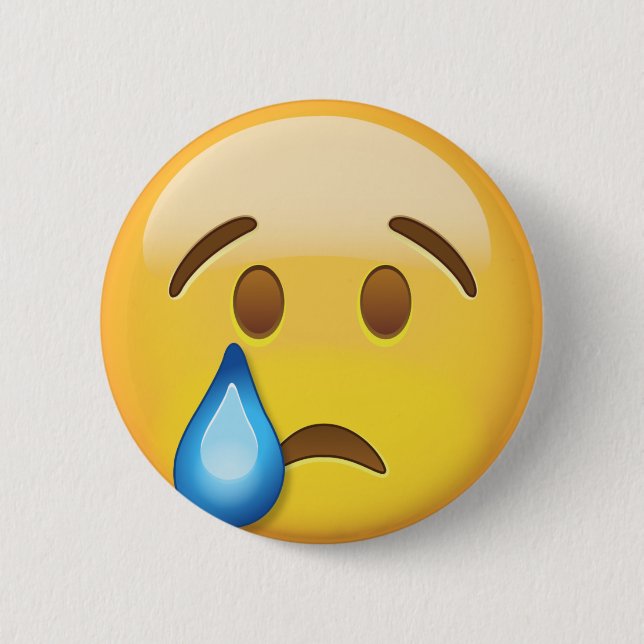 Crying Face Emoji Button (Front)
