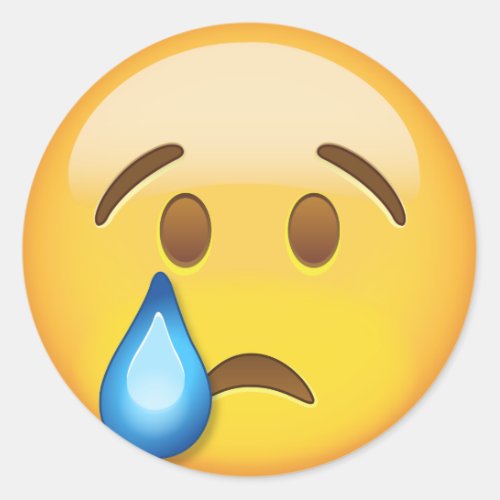 Crying Face Emoji Classic Round Sticker