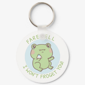 Crying Frog Farewell I Wont Froget You Pun Keychain
