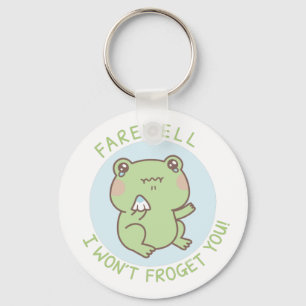 Crying Frog Farewell I Wont Froget You Pun Keychain