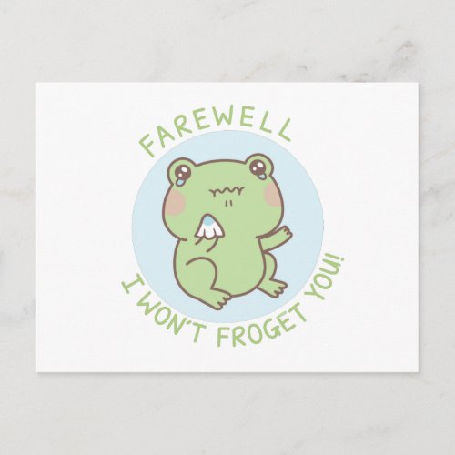 Crying Frog Farewell I Wont Froget You Pun Postcard