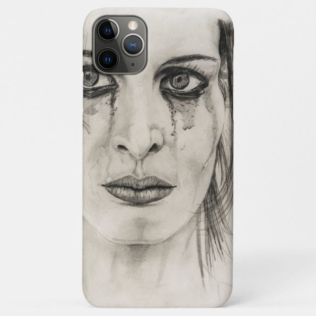 Crying girl - Drawing in pencil Case-Mate iPhone Case (Back)