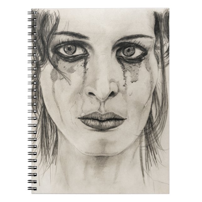 Crying girl - Drawing in pencil Notebook (Front)