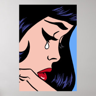 Crying girl (Vintage comic girl) Poster