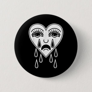 Crying Heart American Traditional Tattoo Old Schoo Button