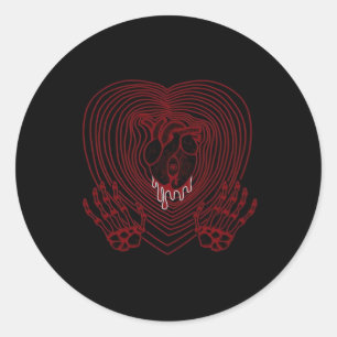 Crying Heart In Red - Skeleton Hands Hearts Classic Round Sticker