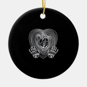 Crying Heart In White Skeleton Hands Hearts Modern Ceramic Ornament