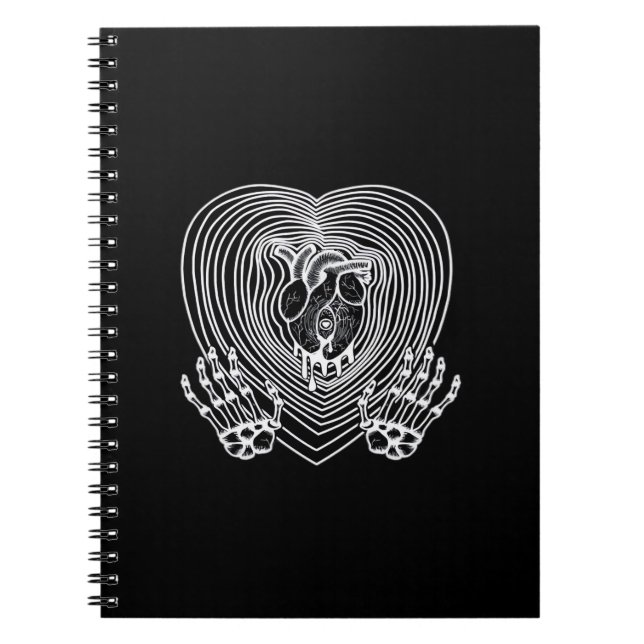 Crying Heart In White Skeleton Hands Hearts Modern Notebook (Front)