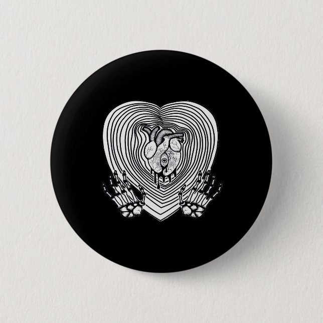 Crying Heart Skeleton Hands Classic Style Button (Front)