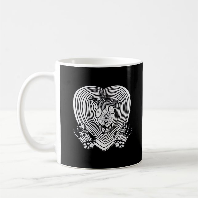 Crying Heart Skeleton Hands Classic Style Coffee Mug (Left)