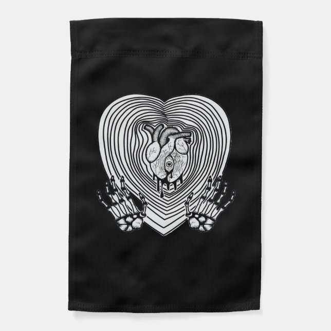 Crying Heart Skeleton Hands Classic Style Garden Flag (Front)