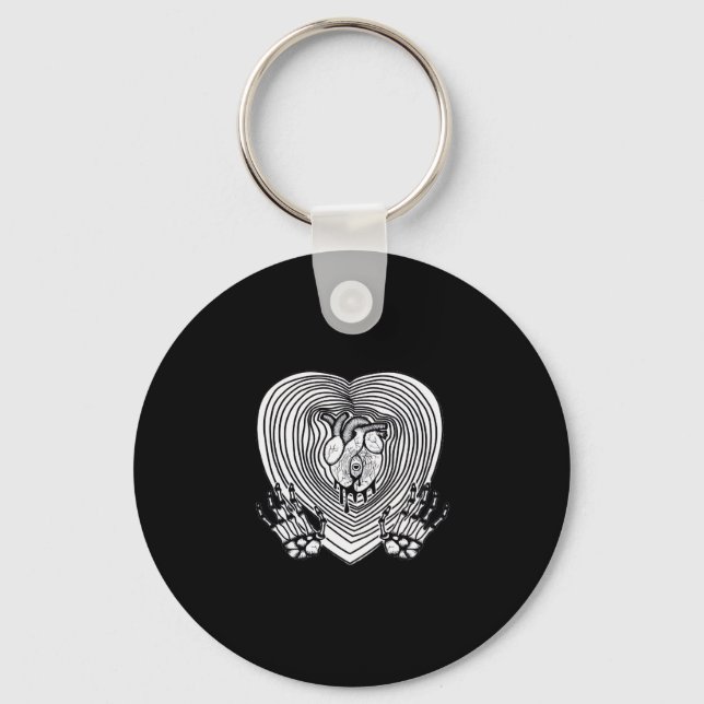 Crying Heart Skeleton Hands Classic Style Keychain (Front)