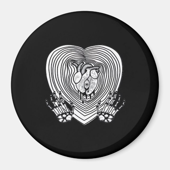 Crying Heart Skeleton Hands Classic Style Magnet (Front)