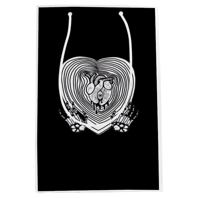 Crying Heart Skeleton Hands Classic Style Medium Gift Bag (Front)