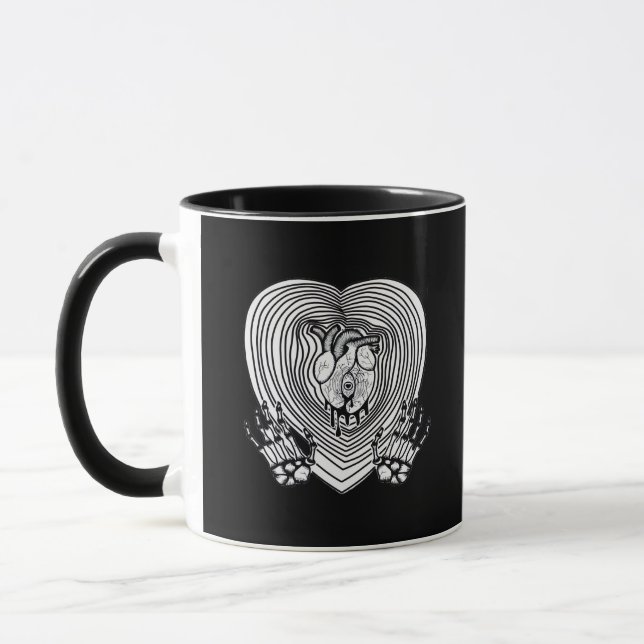 Crying Heart Skeleton Hands Classic Style Mug (Left)
