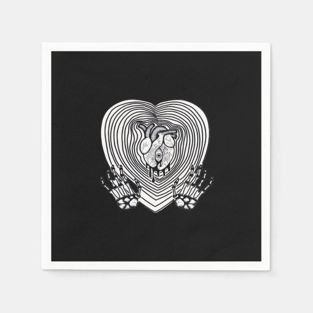 Crying Heart Skeleton Hands Classic Style Napkins (Front)