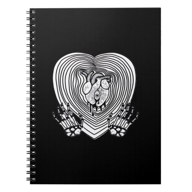 Crying Heart Skeleton Hands Classic Style Notebook (Front)