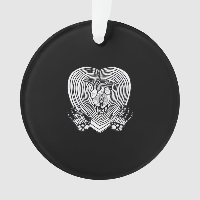 Crying Heart Skeleton Hands Classic Style Ornament (Front)