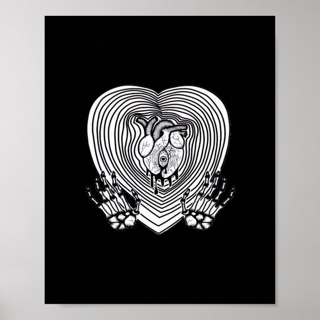 Crying Heart Skeleton Hands Classic Style Poster (Front)