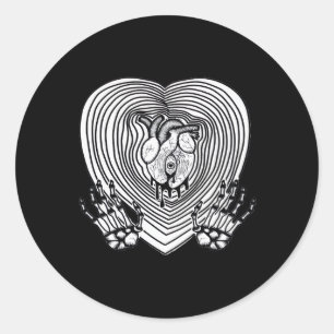 Crying Heart Skeleton Hands Classic Style Round Sticker