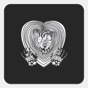 Crying Heart Skeleton Hands Classic Style Square Sticker