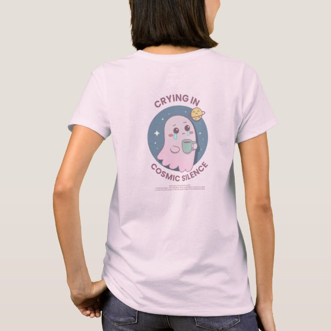 Crying in Cosmic Silence – Cute Existential Ghost  T-Shirt (Back)