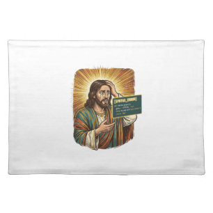 Crying Jesus Syntax Error Coding Programmer Softwa Cloth Placemat