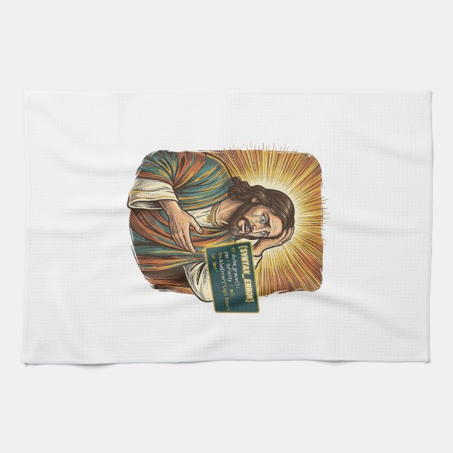 Crying Jesus Syntax Error Coding Programmer Softwa Kitchen Towel (Horizontal)
