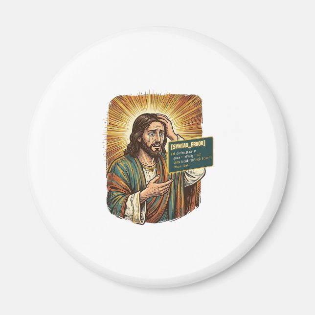 Crying Jesus Syntax Error Coding Programmer Softwa Magnet (Front)