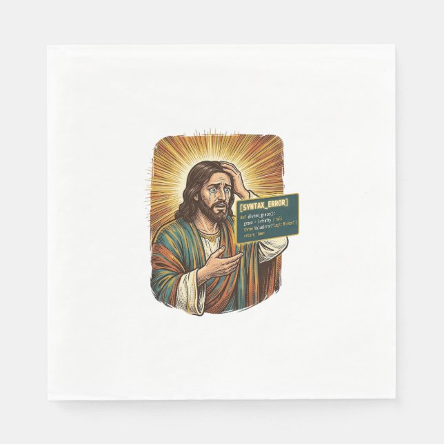Crying Jesus Syntax Error Coding Programmer Softwa Napkins (Front)