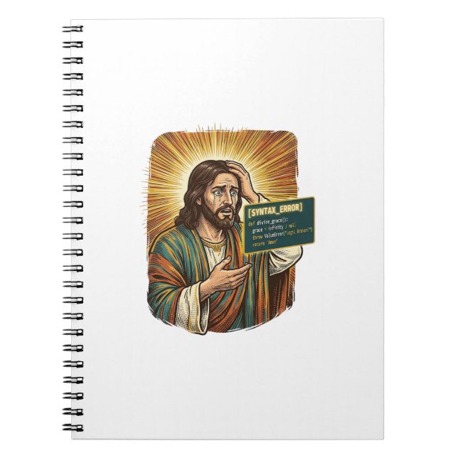 Crying Jesus Syntax Error Coding Programmer Softwa Notebook (Front)