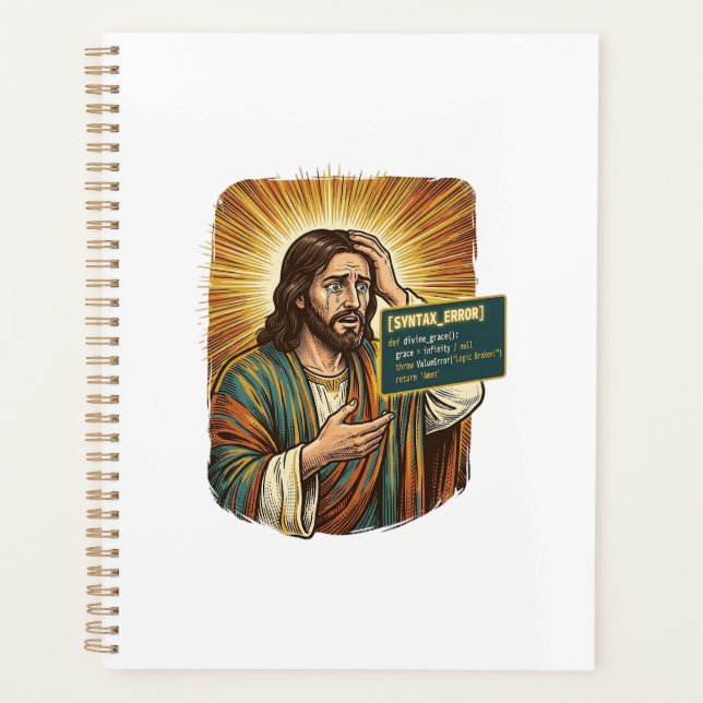 Crying Jesus Syntax Error Coding Programmer Softwa Planner (Front)