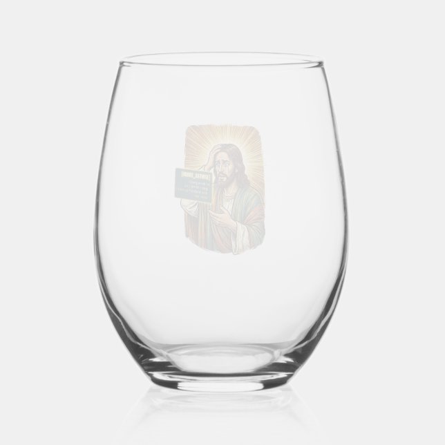 Crying Jesus Syntax Error Coding Programmer Softwa Stemless Wine Glass (Front)