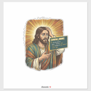 Crying Jesus Syntax Error Coding Programmer Softwa Sticker
