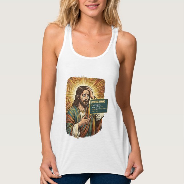 Crying Jesus Syntax Error Coding Programmer Softwa Tank Top (Front)
