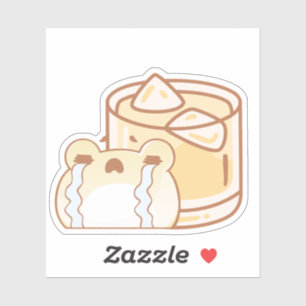 Crying Kawaii Frog and Iced Drink Sticker